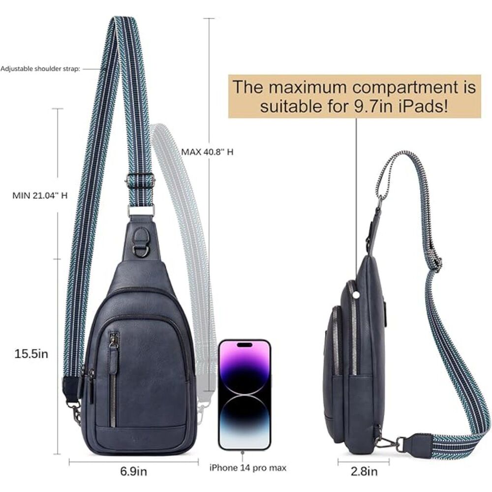Women Blue Imported Faux Leather Unique Sling Cross Body Backpack - Picture 3 of 4